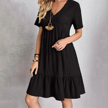 Load image into Gallery viewer, Women's Casual Dress Ruffle V Neck Midi Shift Dress