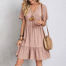 Load image into Gallery viewer, Women's Casual Dress Ruffle V Neck Midi Shift Dress