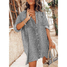 Load image into Gallery viewer, Women's Casual Leopard Print Shirt Dress
