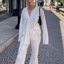 Load image into Gallery viewer, Women's Casual Long Sleeve Button Blouse Top Wide Leg Loose Streetwear Loungewear