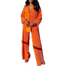 Load image into Gallery viewer, Women's Casual Long Sleeve Button Blouse Top Wide Leg Loose Streetwear Loungewear