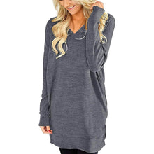 Load image into Gallery viewer, Womens Casual Long Sleeves Solid V-Neck Tunics Shirt Tops with Pockets