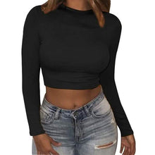 Load image into Gallery viewer, Women's Casual Round Neck Bottoming Long Sleeve Crop Top