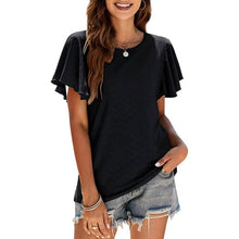 Load image into Gallery viewer, Womens Casual T-Shirts Summer Crew Neck Ruffle Sleeve Tees Tunic Tops