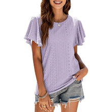 Load image into Gallery viewer, Womens Casual T-Shirts Summer Crew Neck Ruffle Sleeve Tees Tunic Tops