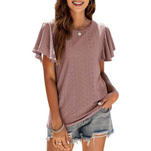 Load image into Gallery viewer, Womens Casual T-Shirts Summer Crew Neck Ruffle Sleeve Tees Tunic Tops