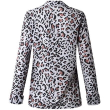 Load image into Gallery viewer, Womens Casual Tops V Neck Leopard Tunic Long Sleeve Button Down Shirts Top