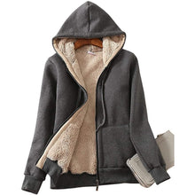 Load image into Gallery viewer, Women's Casual Winter Warm Sherpa Lined Zip Up Hooded Sweatshirt Jacket