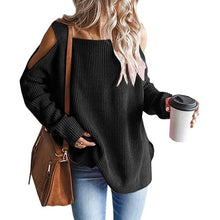Load image into Gallery viewer, Women's Cold Shoulder Batwing Chunky Knitted Tunic Tops