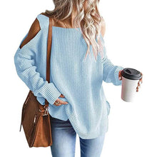 Load image into Gallery viewer, Women's Cold Shoulder Batwing Chunky Knitted Tunic Tops