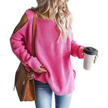 Load image into Gallery viewer, Women's Cold Shoulder Batwing Chunky Knitted Tunic Tops