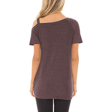将图片加载到图库查看器,Women's Cold Shoulder Tops Summer Short Sleeve Casual Twist Knot Blouse T-Shirt
