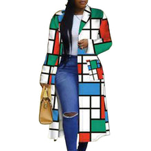 Load image into Gallery viewer, Women's Colored Geo Turn Down Collar Trench Coat