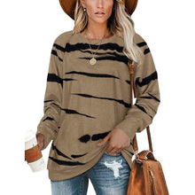 Load image into Gallery viewer, Womens Crewneck Long Sleeve Sweatshirts Striped Casual Tops Printed Loose Pullover Shirts