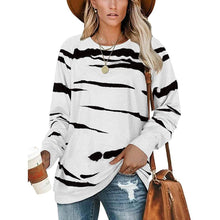 Load image into Gallery viewer, Womens Crewneck Long Sleeve Sweatshirts Striped Casual Tops Printed Loose Pullover Shirts