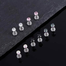 将图片加载到图库查看器,Women's Cubic Zirconia Surgical Stainless Steel Flat Back Earrings