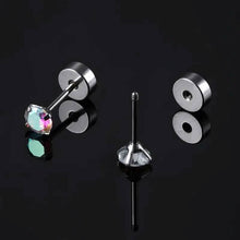 将图片加载到图库查看器,Women's Cubic Zirconia Surgical Stainless Steel Flat Back Earrings
