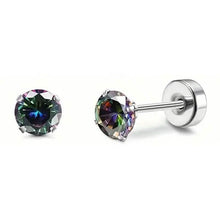 将图片加载到图库查看器,Women's Cubic Zirconia Surgical Stainless Steel Flat Back Earrings