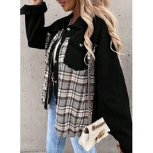 Load image into Gallery viewer, Women's Denim Jacket Long Sleeve Plaid Button Down Shirts Shacket
