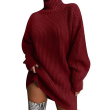 Load image into Gallery viewer, Women's Dress Sweater Dress Knitted Long Sleeve Loose Sweater Cardigans Turtleneck