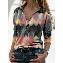 Load image into Gallery viewer, Women's Everyday V Neck Printed Long Sleeves