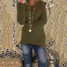 Load image into Gallery viewer, Women's Fashion Autumn and Winter Long Sleeve Knitted Sweaters Solid Color Warm Pullover Tops