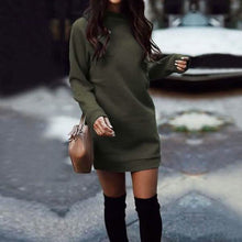 Load image into Gallery viewer, Women’s Fashion Solid Color Round Neck Cotton Pullover Dress