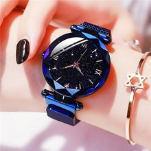 Load image into Gallery viewer, Womens Fashion Starry Sky Watches Magnet Buckle Mesh Belt Diamond Quartz Watch Women Dress Rose Gold Analog Watch Starry Sky Stainless Steel Quartz Ladies Magnetic Band Simple Fashion Gold Watches For Women