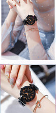 Load image into Gallery viewer, Womens Fashion Starry Sky Watches Magnet Buckle Mesh Belt Diamond Quartz Watch Women Dress Rose Gold Analog Watch Starry Sky Stainless Steel Quartz Ladies Magnetic Band Simple Fashion Gold Watches For Women