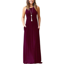 Load image into Gallery viewer, Women's Fashion Summer Sleeveless Racerback Loose Plain Maxi Dresses