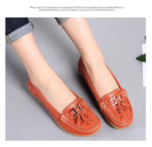 Load image into Gallery viewer, Womens Flats Summer Genuine Leather Shoes Low Heels Slip On Casual Flat Shoes Women's Espadrilles Casual Shoes Spring Comfortable Strong Design