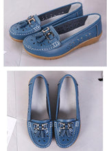 Load image into Gallery viewer, Womens Flats Summer Genuine Leather Shoes Low Heels Slip On Casual Flat Shoes Women's Espadrilles Casual Shoes Spring Comfortable Strong Design
