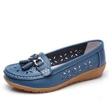 Load image into Gallery viewer, Womens Flats Summer Genuine Leather Shoes Low Heels Slip On Casual Flat Shoes Women's Espadrilles Casual Shoes Spring Comfortable Strong Design