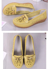 Load image into Gallery viewer, Womens Flats Summer Genuine Leather Shoes Low Heels Slip On Casual Flat Shoes Women's Espadrilles Casual Shoes Spring Comfortable Strong Design