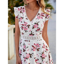 Load image into Gallery viewer, Women's Full Body Floral Print High Low Hem A-Line Dress