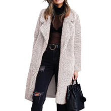 Load image into Gallery viewer, Women's Fuzzy Fleece Lapel Open Front Long Cardigan Coat