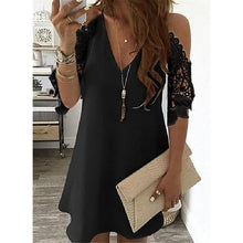 Load image into Gallery viewer, Women's Half Sleeve Solid Cutout Shift Dress