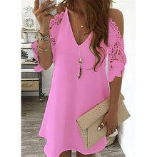 Load image into Gallery viewer, Women's Half Sleeve Solid Cutout Shift Dress