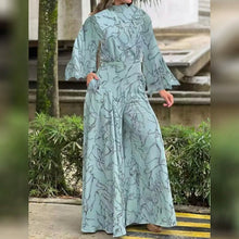 Load image into Gallery viewer, Women's Jumpsuit Pocket Print Floral Stand Collar Streetwear