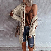 Load image into Gallery viewer, Women's Knitted Color Block Hooded Cardigan Sweater