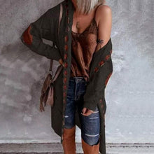 Load image into Gallery viewer, Women's Knitted Color Block Hooded Cardigan Sweater