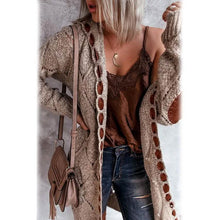 Load image into Gallery viewer, Women's Knitted Color Block Hooded Cardigan Sweater