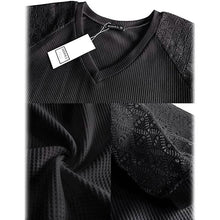 将图片加载到图库查看器,Women's Lace Short Sleeve V-Neck Top