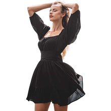 Load image into Gallery viewer, Women's Lantern Sleeve Tie Back Mini Dress