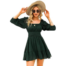 Load image into Gallery viewer, Women's Lantern Sleeve Tie Back Mini Dress