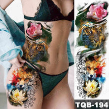 Load image into Gallery viewer, Womens Large Waterproof Temporary Sticker Tattoo Tiger Fox Luxury Design From Wonderland