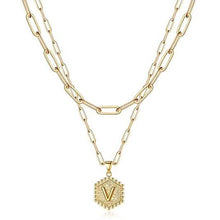 Load image into Gallery viewer, Women's Layered Initial Necklace Letter Pendant