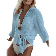 将图片加载到图库查看器,Women's Long Sleeve Beach Shirt Blouse