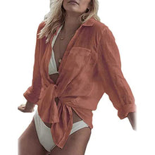 将图片加载到图库查看器,Women's Long Sleeve Beach Shirt Blouse