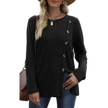 将图片加载到图库查看器,Women's Long Sleeve Crew Neck Tunic Tops Buttons Side